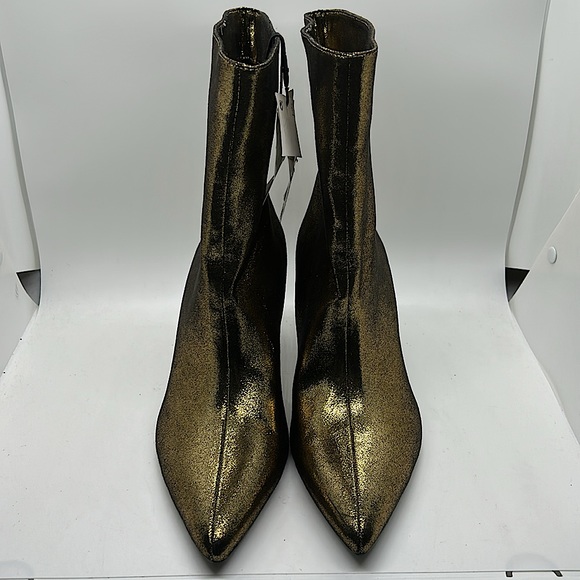 Zara NWT Dazzling Gold Stiletto Heel Ankle Booties Boots Shoes **Sz 37/US 6.5** - Picture 2 of 7